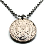 Germany Deutschland 1 Mark coin pendant black German eagle Berlin Hamburg Munich Cologne Frankfurt Stuttgart Düsseldorf Bavaria Dortmund Leipzig Bremen Dresden Rothenburg Heidelberg Hannover Saxony Essen Bonn Nuremberg Brandenburg n001136