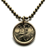 1994 Spain 5 Peseta coin pendant The Dancer ballet Pablo Gargallo sculpture Aragon Zaragoza Puerta del Carmen Flamenco Seguidilla n000166