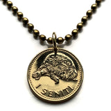 1974 Tonga 1 Seniti coin pendant necklace Tortoise Turtle Tu'i Malila Tongan Tongatapu Melanesian western Oceania Nukuʻalofa n003943