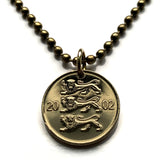 2002 Estonia Eesti 10 Senti coin pendant Estonian 3 blue lions Tallinn Baltic Nordic Finnish Finnic Uralic Toompea Hill Jaaniõhtu n001774