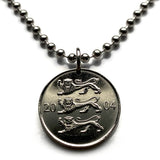 2004 Estonia 20 Senti coin pendant Estonian 3 blue lions Eesti Tallinn Baltic Nordic Finnic Uralic Toompea Hill Jaaniõhtu n001628