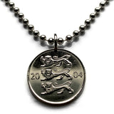 2004 Estonia 20 Senti coin pendant Estonian 3 blue lions Eesti Tallinn Baltic Nordic Finnic Uralic Toompea Hill Jaaniõhtu n001628