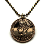 Collar colgante con moneda de 1 centavo de Belice, Honduras Británica, 1939, joyería, época de la Segunda Guerra Mundial, Ciudad de Belice, Benque Viejo del Carmen, América Central, río Hondo, colonia caribeña n002498