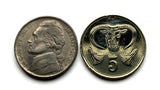 1983 Cyprus 5 Cents coin pendant Egkomi bull's oxen head silver bowl Nicosia Limassol Strovolos Larnaca Famagusta Lakatamia Kyrenia n000903