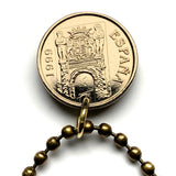 1999 España Spain 5 Pesetas coin pendant Noria rueda de La Ñora Huerta water wheel Alcantarilla Valle de Ricote Abarán Cieza Molina de Segura n003952