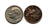 1975 Trinidad and Tobago 1 Cent coin pendant hummingbird Scarlet Ibis Cocrico Arima Couva Scarborough Soca carnival steelpan limbo n000525