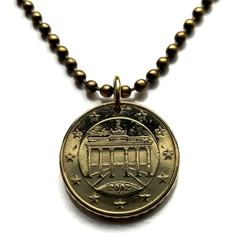 2002 Alemania Deutschland 10 céntimos de euro moneda colgante collar joyería Puerta de Brandenburgo Mitte Muro de Berlín Pariser Platz Unter den Linden Ebertstraße Friedrichshain Kreuzberg Potsdamer Stadtschloss Lustgarten n003121