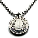 2004 East Caribbean States 1 Cent coin pendant palm tree Castries Kingstown St. George's UK British Virgin Leeward Windward Islands n003950