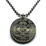 1907 Haiti 20 Centimes coin pendant Haitian flags cannons palm trees Port-au-Prince Cap-Haïtien Carrefour Delmas Pétion-Ville Port-de-Paix Croix des Bouquets Jacmel Léogâne Les Cayes Citadelle Laferrière Sans-Souci Palace Minot Artibonite Gonaïves n001600