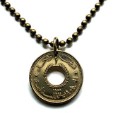 1955 Lebanon Liban 1 Piastre coin pendant Lebanese tree Beirut Tripoli Aley Jounieh Anjar Bsharri arab Zahlé Sidon Byblos Tyre The Levant Middle East Phoenician Beqaa Valley Cedars of God Mount Lebanon Mediterranean n003954