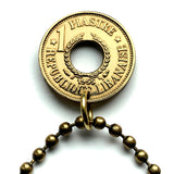 1955 Lebanon Liban 1 Piastre coin pendant Lebanese tree Beirut Tripoli Aley Jounieh Anjar Bsharri arab Zahlé Sidon Byblos Tyre The Levant Middle East Phoenician Beqaa Valley Cedars of God Mount Lebanon Mediterranean n003954