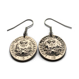 Haiti 10 Centimes coin earrings jewelry Haitian flags cannons palm tree Port-au-Prince Cap-Haïtien Carrefour Delmas Pétion-Ville Port-de-Paix Croix des Bouquets Jacmel Citadelle Laferrière French Léogâne e000648