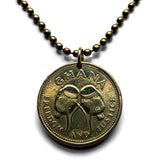 1998 Ghana 500 Cedis coin pendant Akan Adowa Bush drums Black Star of Africa Accra Kumasi Gold Coast Tamale Takoradi Atsiaman Asante Ashanti Dagomba Volta Mole-Dagbon Cape Coast Osu Dagaare n001064