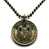 1987 Cyprus 5 Cents coin pendant Egkomi bull's oxen head silver bowl Nicosia Limassol Strovolos Larnaca Famagusta Lakatamia Kyrenia n000903