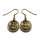 Estonia Eesti 10 Senti coin earrings 3 blue lions riigivapp Tallinn Tartu Narva Parnu Kohtla Jarve Viljandi Maardu Rakvere Voru Lasnamae Maarahvas Oeselians Sinimustvalge Kuressaare Finnic e000309