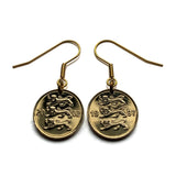 Estonia Eesti 10 Senti coin earrings 3 blue lions riigivapp Tallinn Tartu Narva Parnu Kohtla Jarve Viljandi Maardu Rakvere Voru Lasnamae Maarahvas Oeselians Sinimustvalge Kuressaare Finnic e000309