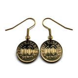 Estonia Eesti 10 Senti coin earrings 3 blue lions riigivapp Tallinn Tartu Narva Parnu Kohtla Jarve Viljandi Maardu Rakvere Voru Lasnamae Maarahvas Oeselians Sinimustvalge Kuressaare Finnic e000309