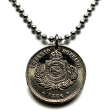 1886 Brazil 50 Reis coin pendant necklace Order of Christ Brasília Rio São Paulo Brazilian empire Manaus Recife Pelourinho Belém n002909