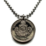 1886 Brazil 50 Reis coin pendant necklace Order of Christ Brasília Rio São Paulo Brazilian empire Manaus Recife Pelourinho Belém n002909