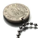1886 Brazil 50 Reis coin pendant necklace Order of Christ Brasília Rio São Paulo Brazilian empire Manaus Recife Pelourinho Belém n002909