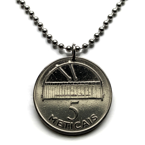 2006 Mozambique 5 Meticas coin pendant timbila Xylophone mbila Chopi people gulu dibinda ngomi mgodo Mzeno Zavala Inhambane Province n003969