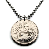 1997 Zimbabwe 50 Cent coin pendant soapstone bird Harare Ndebele Matabeleland Rhodesia Africa Bantu Kalanga Lake Mutirikwe n000440