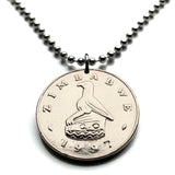 1997 Zimbabwe 50 Cent coin pendant soapstone bird Harare Ndebele Matabeleland Rhodesia Africa Bantu Kalanga Lake Mutirikwe n000440