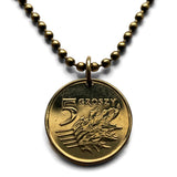 2006 Poland Polska 5 Groszy coin pendant white Polish eagle Warsaw Krakow Wroclaw Lodz Poznan Gdansk Szczecin Bydgoszcz Lublin Poles n000753