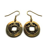 antique! 1742 Korea 1 Mun cash coin drop dangle earrings Yeopjeon Sangpyeong Tongbo Joseon Yi Dynasty Seoul Busan Incheon Daegu Daejeon Hangul Hanja Joseon Kingdom Goguryeo Baekje Silla Jeju Ho e000683