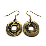 antique! 1742 Korea 1 Mun cash coin drop dangle earrings Yeopjeon Sangpyeong Tongbo Joseon Yi Dynasty Seoul Busan Incheon Daegu Daejeon Hangul Hanja Joseon Kingdom Goguryeo Baekje Silla Jeju Ho e000683