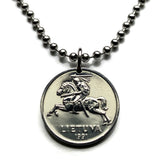 1991 Litauen 1 Centas Münzanhänger Lietuva Vytis Pferd gepanzerter Ritter Vilnius mittelalterliches litauisches Reiterschwert Vityaz Halskette n002688