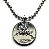 1991 Litauen 1 Centas Münzanhänger Lietuva Vytis Pferd gepanzerter Ritter Vilnius mittelalterliches litauisches Reiterschwert Vityaz Halskette n002688