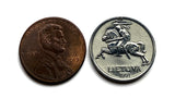 1991 Litauen 1 Centas Münzanhänger Lietuva Vytis Pferd gepanzerter Ritter Vilnius mittelalterliches litauisches Reiterschwert Vityaz Halskette n002688