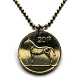 1995 Ireland 20 Pence coin pendant hunting horse stallion thoroughbred Irish harp Dublin Gaelic Drogheda Swords Dundalk Ulster n000253