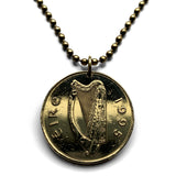 1995 Ireland 20 Pence coin pendant hunting horse stallion thoroughbred Irish harp Dublin Gaelic Drogheda Swords Dundalk Ulster n000253