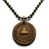 1895 Hungary Magyars 2 Filler coin pendant necklace jewelry Hungarian Holy Crown of Saint Stephen Szent Korona Budapest Debrecen Szeged Miskolc Pécs Győr Gellért Hill Nyíregyháza Jászság Fejér Hajdú-Bihar n000889