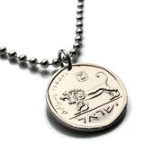 1980 Israel 1/2 Sheqel coin pendant necklace jewelry Jewish Lion of Judah Seal of Shema Jeroboam Judea Samaria Jerusalem Tel Aviv menorah Hebrew Haifa Rishon LeZion Petah Tikva Yiddish Bar Kochba Nazareth Palestine Star of David Jew Torah n001379