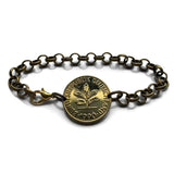 1990 Germany Deutschland 10 Pfennig coin bracelet oak tree seedling planting gardening Berlin Munich Stuttgart Hamburg Cologne Bonn b000188