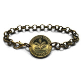 1990 Germany Deutschland 10 Pfennig coin bracelet oak tree seedling planting gardening Berlin Munich Stuttgart Hamburg Cologne Bonn b000188