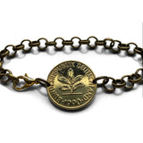 1990 Germany Deutschland 10 Pfennig coin bracelet oak tree seedling planting gardening Berlin Munich Stuttgart Hamburg Cologne Bonn b000188