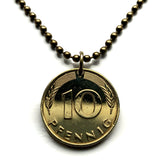 1995 Germany Deutschland 10 Pfennig coin pendant oak seedling tree planting gardening Berlin Hamburg Munich Cologne Frankfurt Stuttgart Düsseldorf Bavaria Dortmund Leipzig Bremen Dresden Bonn n000198