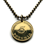 1991 Germany Deutschland 5 Pfennig coin pendant oak seedling Berlin German blossom flower gardener planting tree n000405