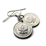 Poland Polska 20 Groszy coin earrings white Polish eagle Poles Warsaw Krakow Poznan Polak Gdansk West Slavs Oswiecim Wawel Castle e000698