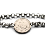 1977 France 1 Franc coin bracelet La Semeuse Sower & Seed Paris Lyon Marseille Lille Toulouse Bordeaux Nantes Strasbourg Montpellier b000190
