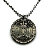 1971 Netherlands Antilles 1 Gulden coin pendant Curacao Aruba Sint Maarten Eustatius Bonaire Saba Willemstad Oranjestad Philipsburg n003965