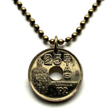 1992 España Spain 25 Pesetas coin pendant Sevilla Fortaleza Torre del Oro watchtower El Arenal Andalusia Guadalquivir Cartuja Island n002064