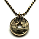 1992 España Spain 25 Pesetas coin pendant Sevilla Fortaleza Torre del Oro watchtower El Arenal Andalusia Guadalquivir Cartuja Island n002064