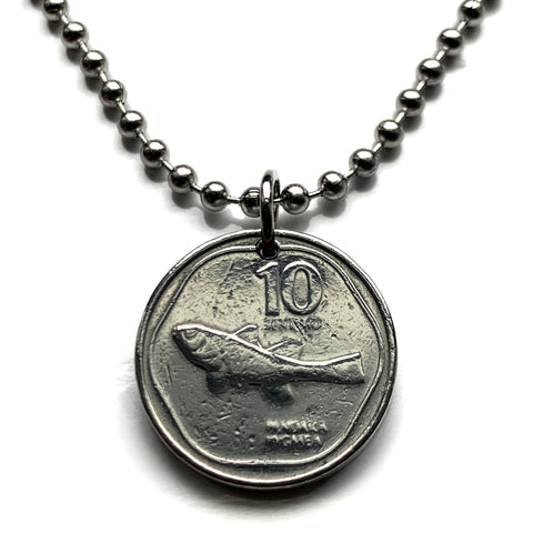 1983 Philippines Pilipinas 10 Sent coin pendant dwarf pygmy Philippine goby fish bia tabios Malabon Rizal Manila Francisco Baltasar n003948