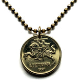 1997 Lithuania Lietuva 20 Centu coin pendant necklace jewelry Vytis horse back armored knight Vilnius Kaunas Klaipėda Siauliai medieval Vityaz Marijampole Jonava Utena Curonian Spit Panevezys Pahonia Alytus n001104