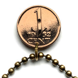 1952 Netherlands Nederland 1 Cent coin pendant Dutch Queen Juliana Holland Amsterdam Rotterdam Utrecht Groningen Almere The Hague Dam Square Haarlem Leiden Eindhoven Stad Breda Nijmegen Gouda Delft Low Countries Tilburg Ajax Nijmegen De Wallen n002568